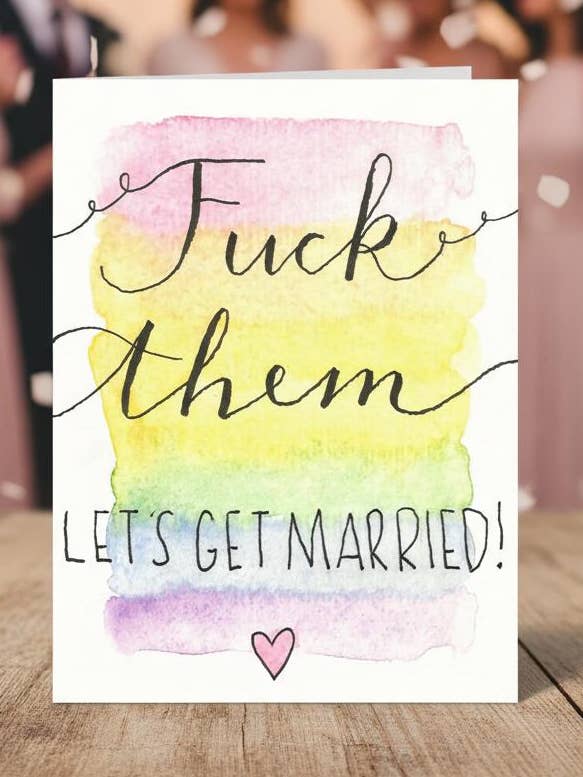 Carte de mariage/engagement LGBTQ+ avec design aquarelle pour la vente par Modern Affection Prints