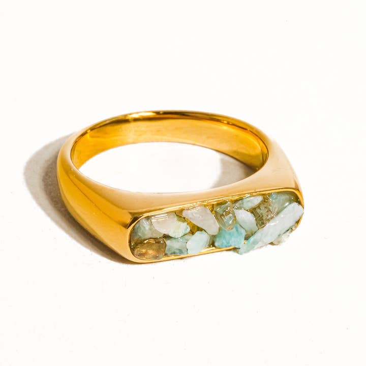 Flânerie by MAIQ - Wholesale Single Stone/Solitaire Ring - Rinae 18K Gold Non-Tarnish Crushed Crystal Ring
