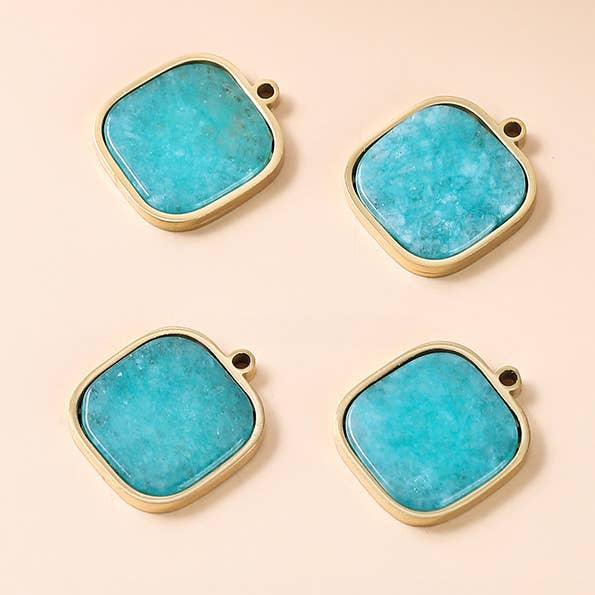 Amazonite Gold Square Pendant - 10 Pcs for wholesale by Gypsy Soul