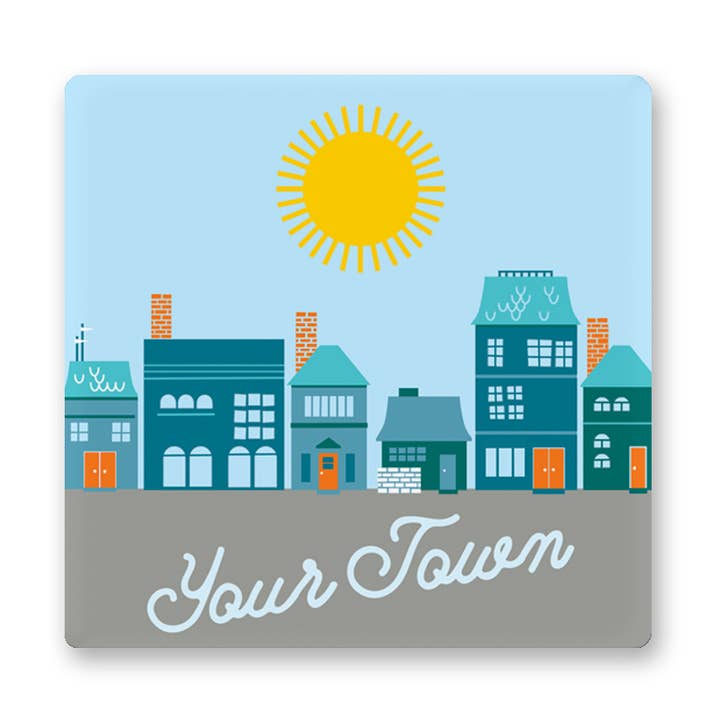 Imán metálico personalizado de la ciudad - Vista de Main Street para venta al por mayor de Rock Scissor Paper