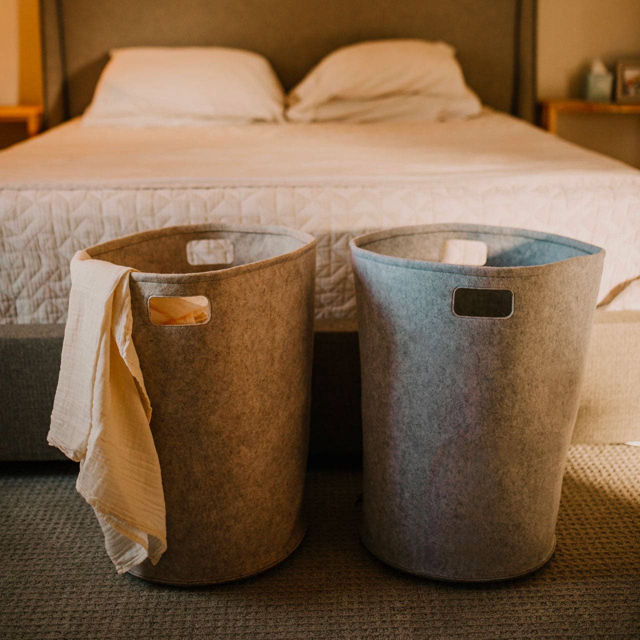 Parker Baby Co. - Vendita all'ingrosso Cesto portabiancheria - Cesto portabiancheria in feltro - Farina d'avena6