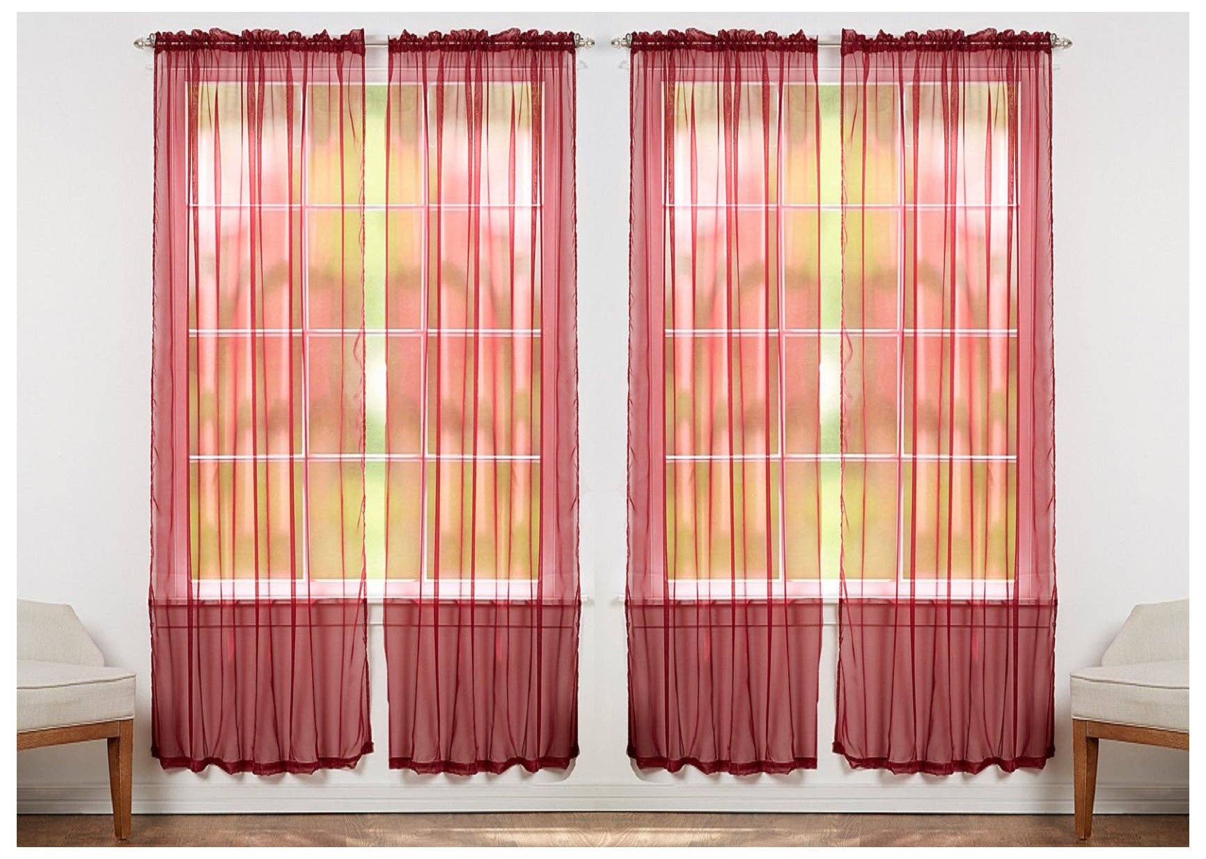 J&V TEXTILES - Vente Rideaux - J&V TEXTILES Lot de 4 panneaux de rideaux de fenêtre transparents0