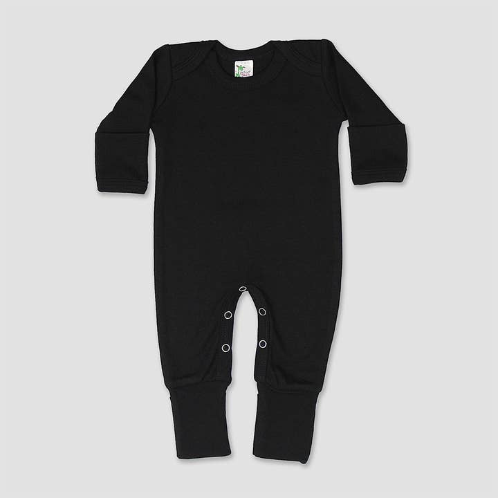 Lachende Giraffe Baby Jumpsuit met Lange Mouwen Unisex in Zwart voor wholesale door Laughing Giraffe