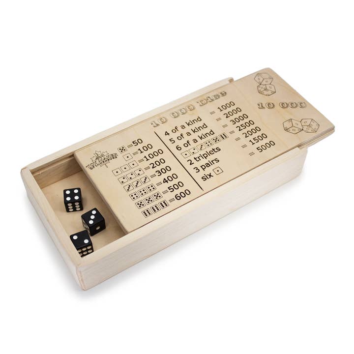 10,000 Dice Game with Tray Box for wholesale by Toy Maker of Lunenburg