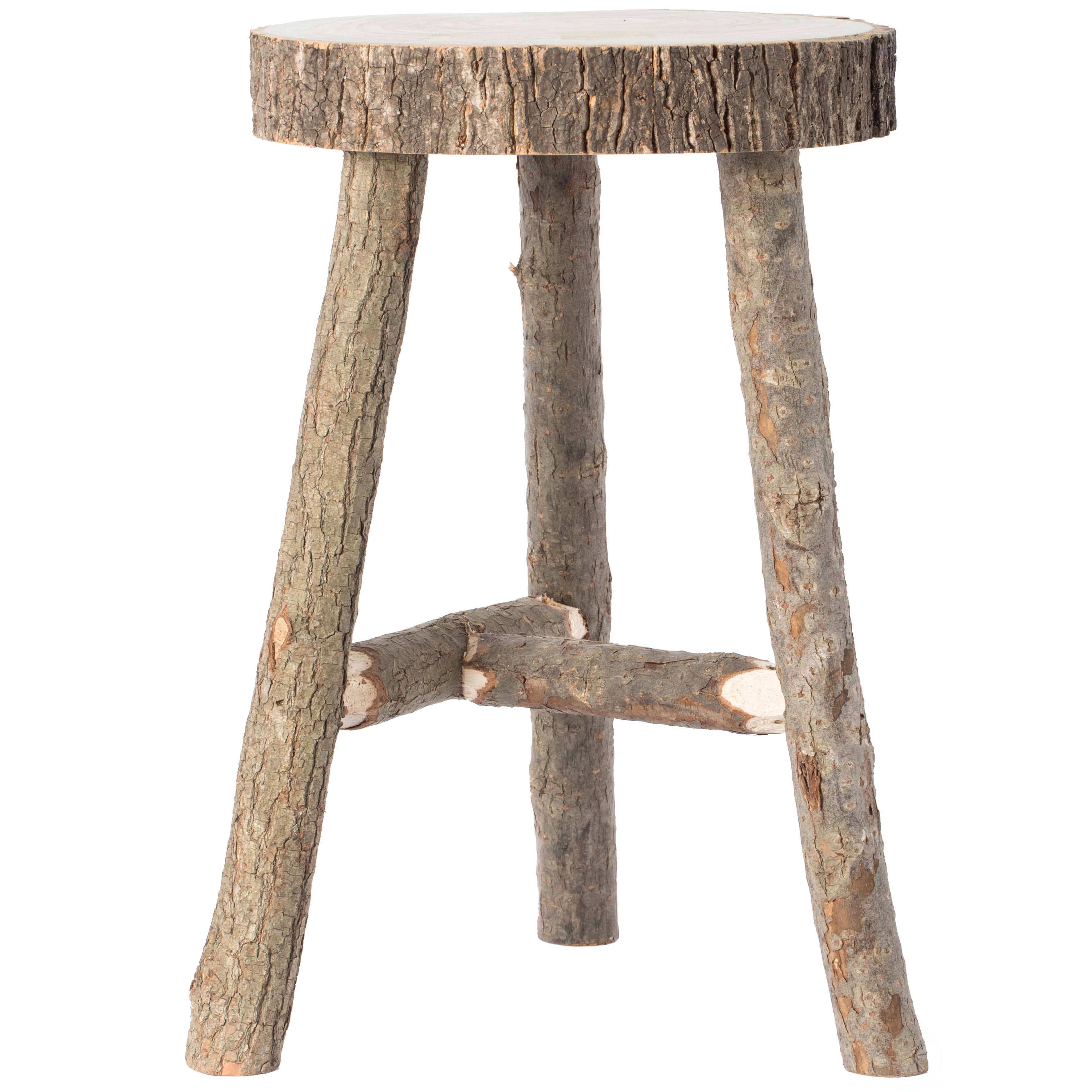 Quickway Imports - Wholesale Stool - Antique Log Cabin Natural Wooden Accent Stool Side Table3
