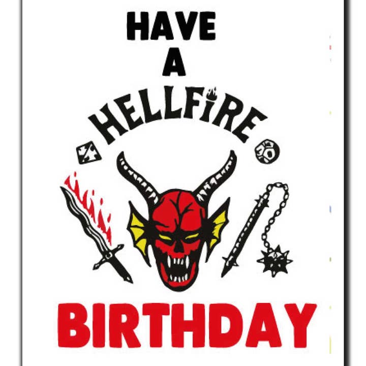 Cheeky Chops Cards & Wanky Candles - Wholesale Birthday Card - Have a Hell Fire Birthday - Stranger Things Birthday Card1