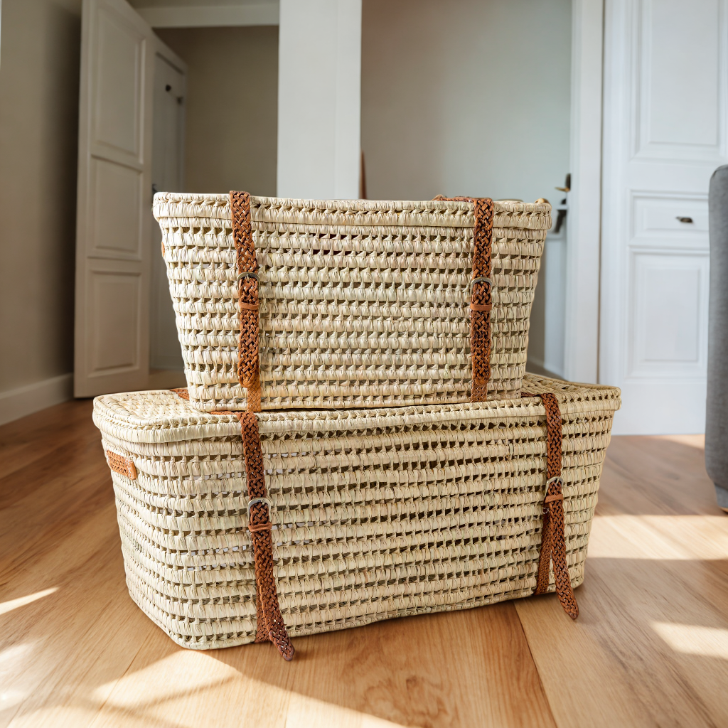 Gran Wholesale - Wholesale Storage Bin - Artisan Woven Wicker Storage Basket, Leather Handles.3