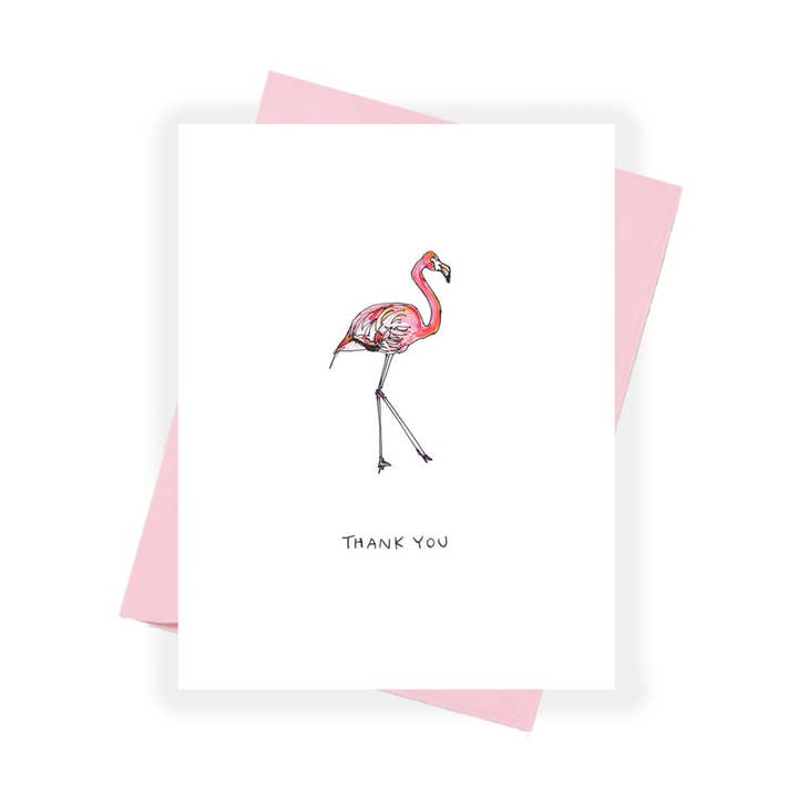 Thank You (Flamingo) Card for wholesale by Brittney Banks : Illustration + Paper Goods