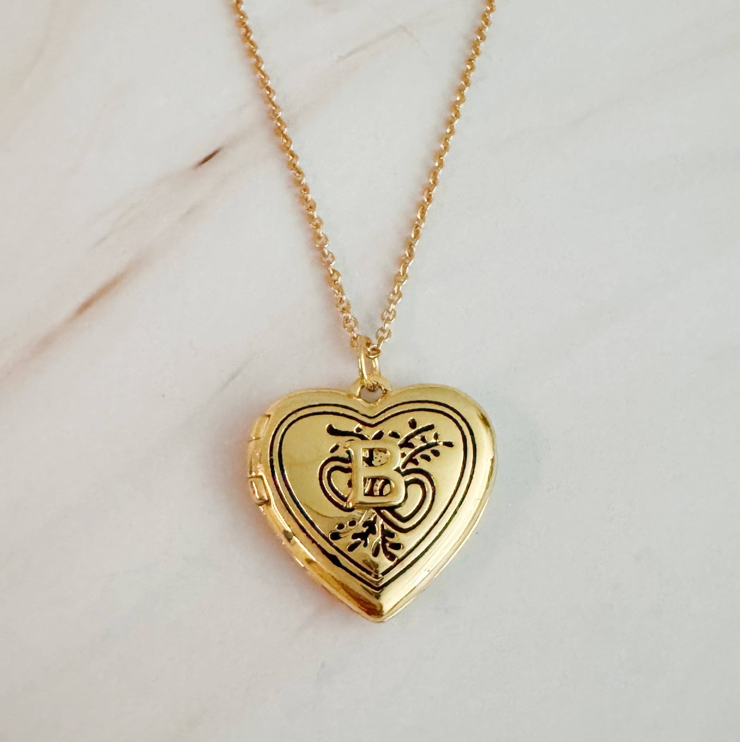 Ellison+Young - Wholesale Locket Necklace - Nostalgic Heart Initial Open Locket Necklace1