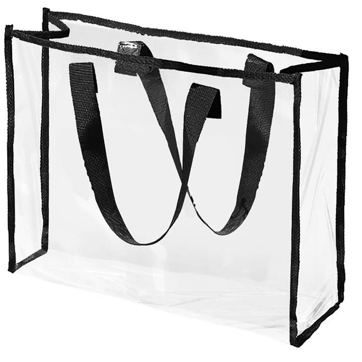 Black Outline Clear PVC Storage Tote Bag for wholesale on Faire