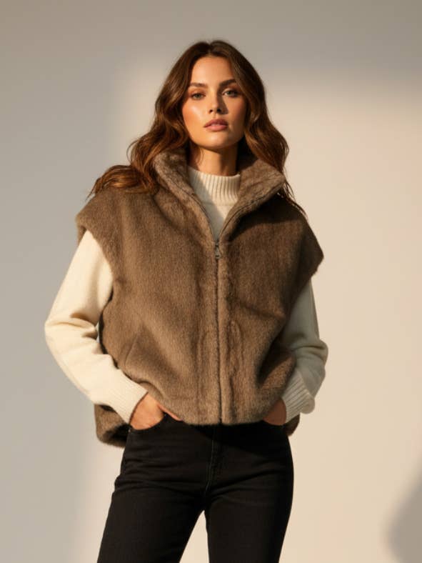 MF17 Synthetic Sleeveless Fur for wholesale by ESTHER.H PARIS