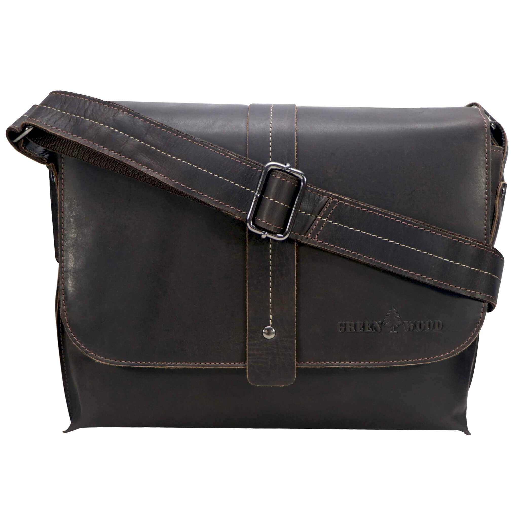 Greenwood - Wholesale Messenger Bag - Unisex - Chris leather bag men's shoulder bag wide strap women5