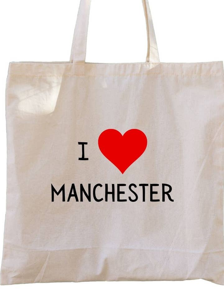 Second Ave Canvas Tote Bag Red I Heart Love Manchester for wholesale by Second Ave Gift Company