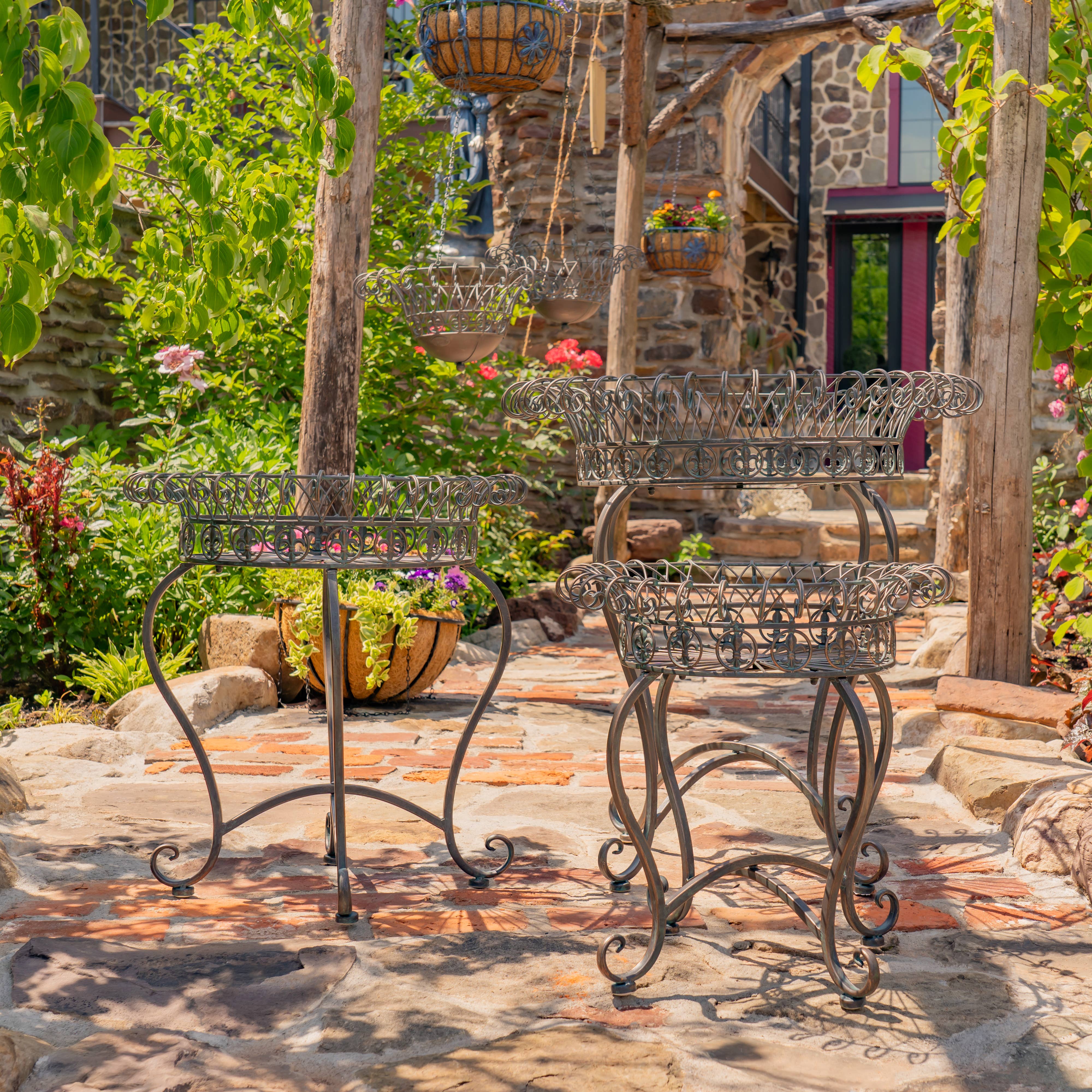 Zaer Ltd. International - Wholesale Plant Pot Stand - "London 1820" Wire Basket Plant Stands in 3 Sizes 3 Pc/Set15