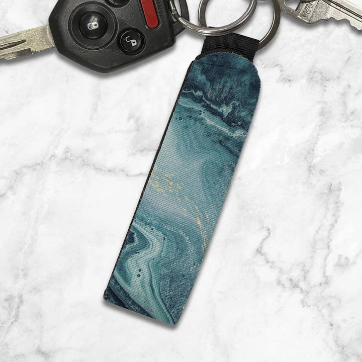 Blue Marble Keychain Wristlet for wholesale by Potter's Printing