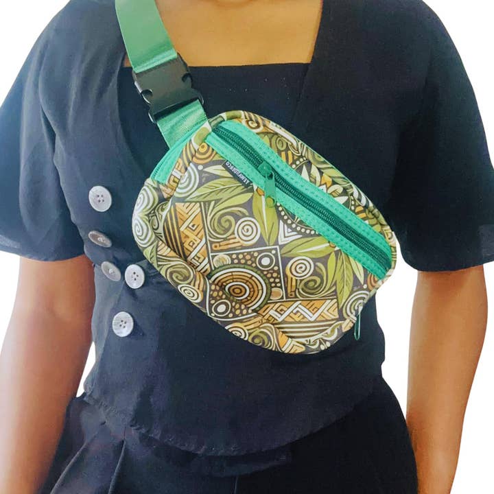 African Print Neoprene Hip Pouch, Waterproof Accessory #5 for wholesale by YewandeAndCo