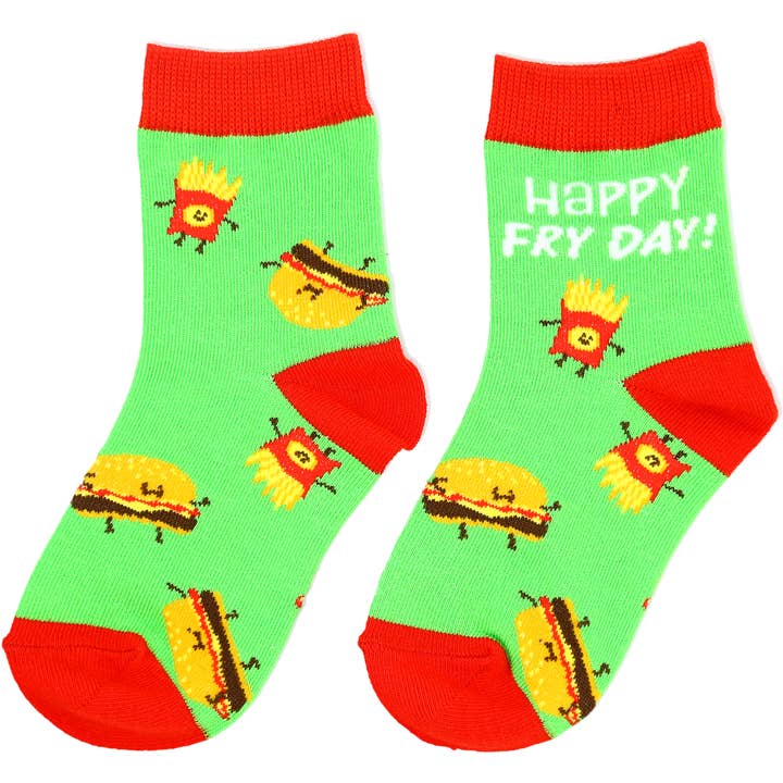 Burger and Fries - S/M Youth Cotton Blend Crew Socks for wholesale by Pavilion