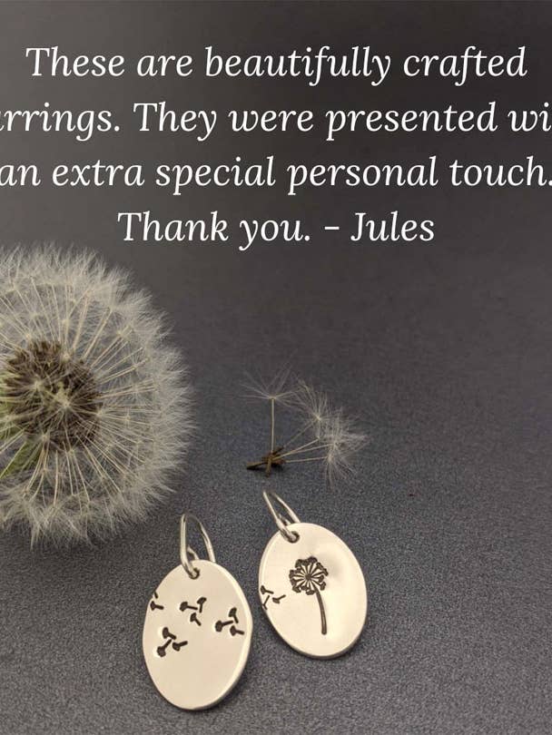 Stamped - Dandelion Earrings for wholesale by erin.k creative studio