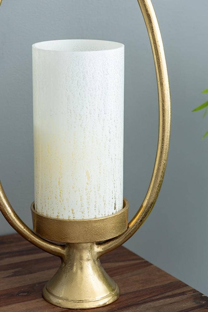 A&B Home Group Inc. - Wholesale Candle Holder - S/2 Oval Halo Hurricane Candleholders - Gold4