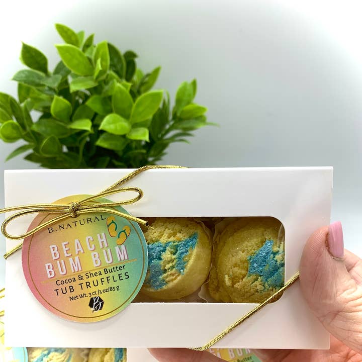 B.NATURAL - Wholesale Bath Bomb/Fizz - Beach Bum Bum (62 type) Tub Truffles|3 CT Gift Box