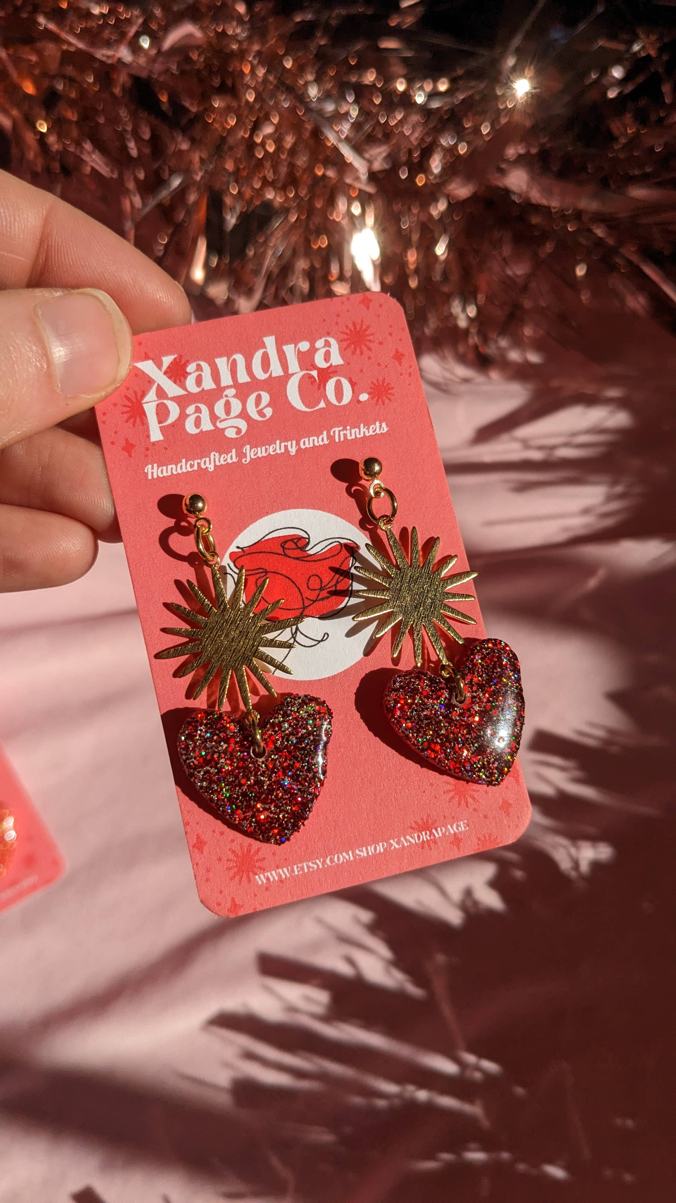 Xandra Page Co. - Wholesale Dangle Earrings - Sacred Heart Sunburst Earrings | Polymer Clay Charm Heart2