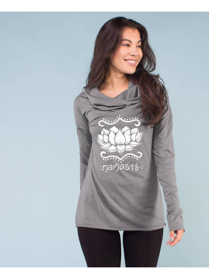 Soul Flower - Wholesale Hoodie - Women's - Namaste Lotus Cowl Yoga Hoody2