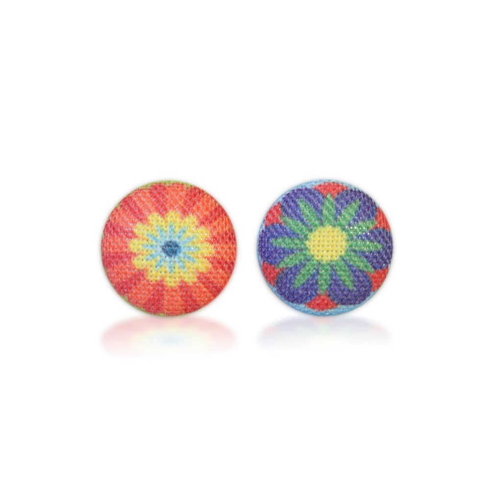 Rachel O's - Wholesale Stud/Post Earrings - Pop Flowers Fabric Button Earrings4