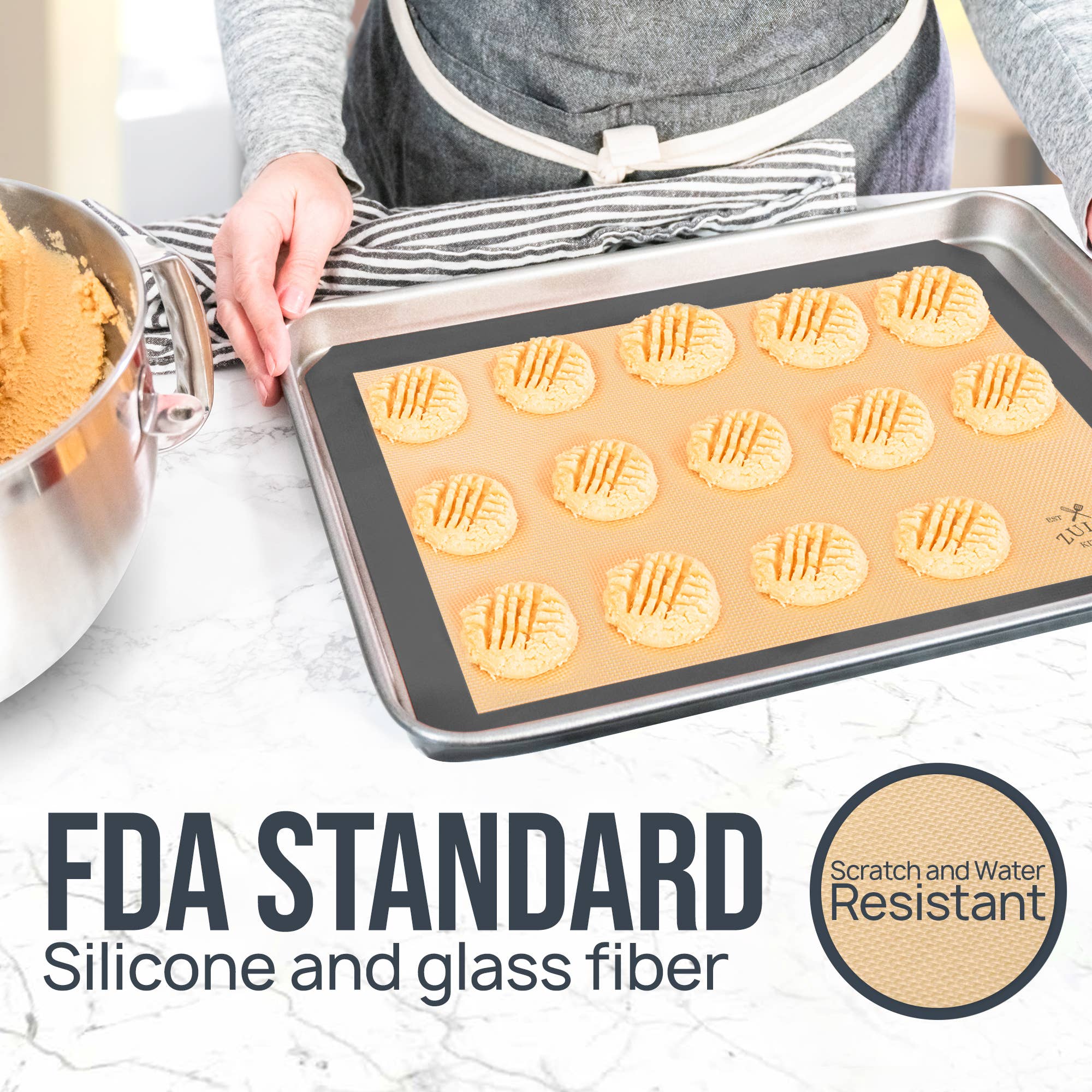 Zulay Kitchen - Vente Feuille/plaque de cuisson - Lot de 2 tapis de cuisson en silicone 42 x 29,5 cm antiadhésifs réutilisables6