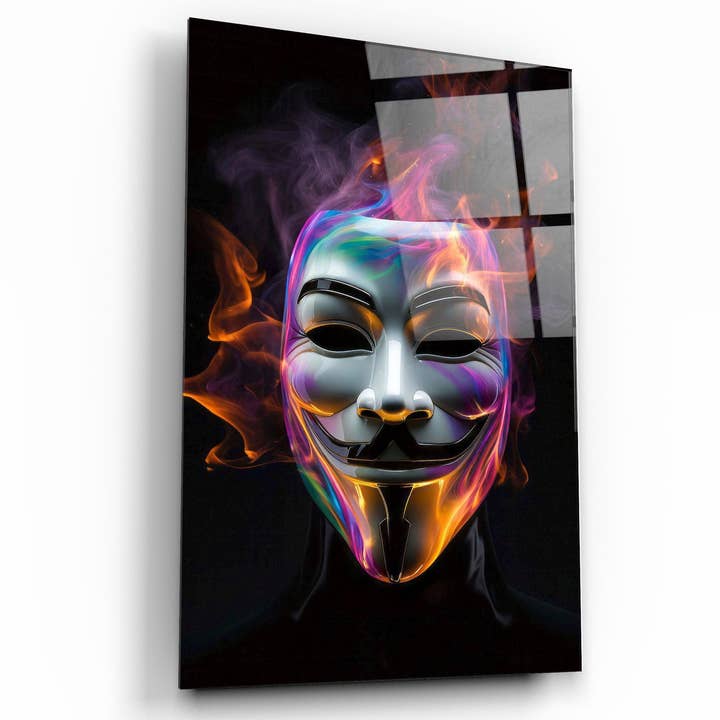 Maschera di Salvador con Fumi al Neon | Collezione Designer Arte Murale in Vetro per la vendita all'ingrosso da parte di Artdesigna KG