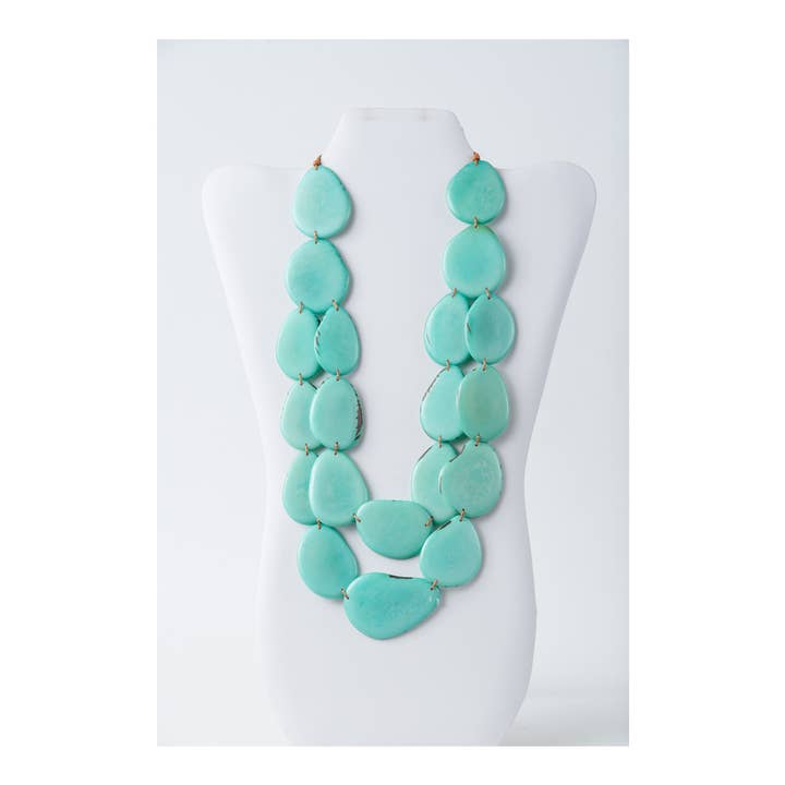 TaguArtsy - Wholesale Bib Necklace - Amoya Two stranded long Organic Tagua Nut Necklace ONLY1