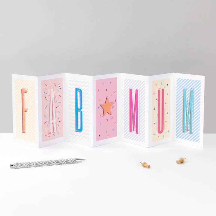Mum Card, Fab Mum Concertina Fold-Out Banner for wholesale by Coulson Macleod (U.S. Duties Paid)