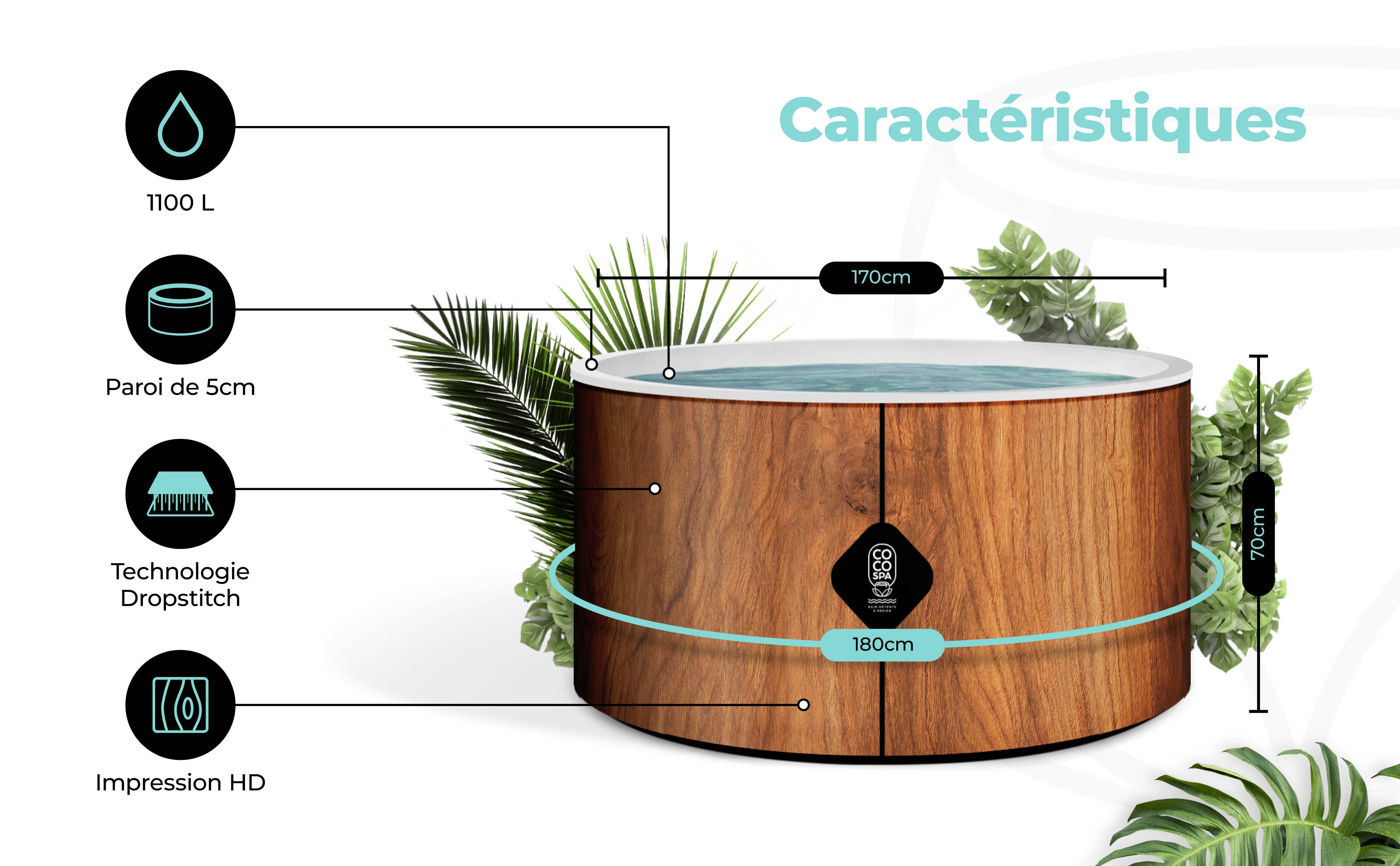 X-PaddleBoards - Vente Jeu gonflable - COCO SPA TAHITI Spa Gonflable | 180 cm de diamètre |8