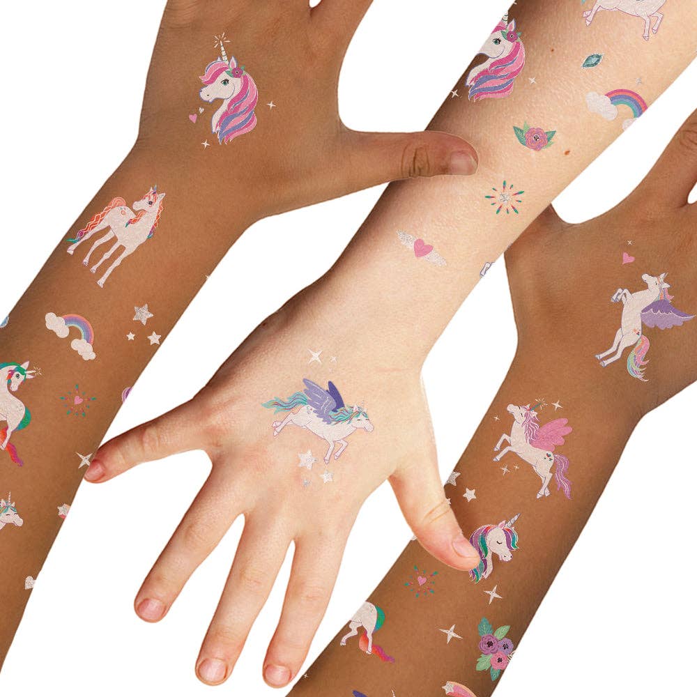 Flash Tattoos - Vendita all'ingrosso Tatuaggio temporaneo - Bambini - UNICORNI | Adesivi tatuaggi temporanei metallici per bambini1