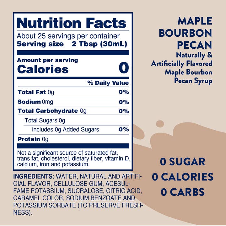 Jordan's Skinny Mixes - Wholesale Flavored Syrup - Sugar Free Maple Bourbon Pecan Syrup