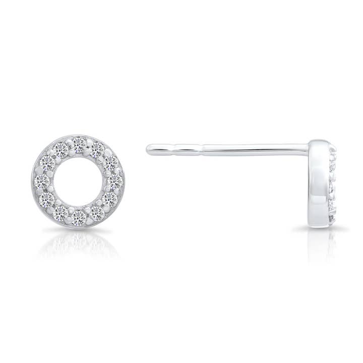 Sterling Silver Cubic Zirconia Halo Stud Earring (DN-17) for wholesale by NY Gold & Silver Trading Inc.