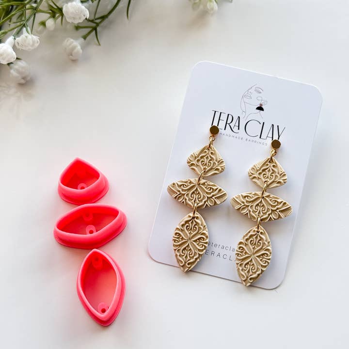 Tera Clay – wholesale Craft tool – Diamond Pebbles with Drill Guides Polymer Clay Cutters Set7