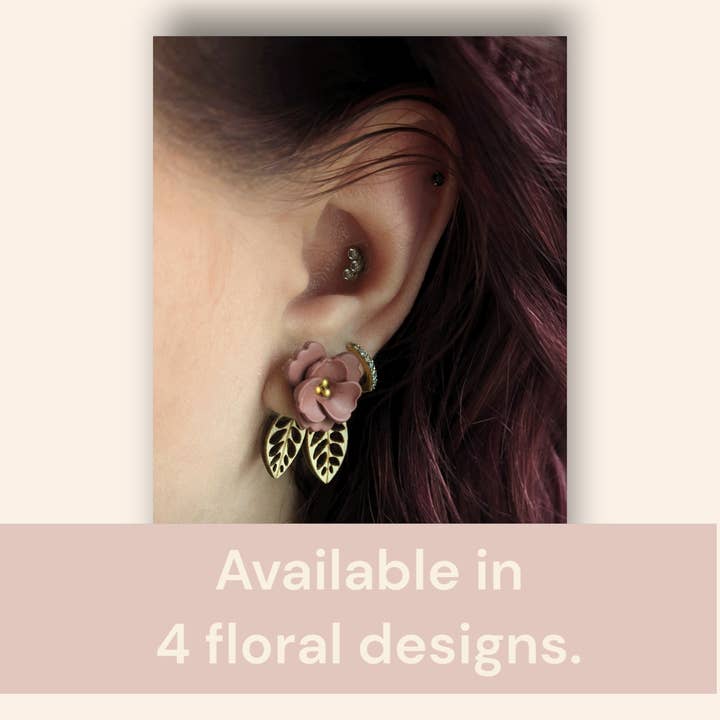 Woodsy Creative Co. - Wholesale Stud/Post Earrings - Flower & Wood Jacket Earrings3