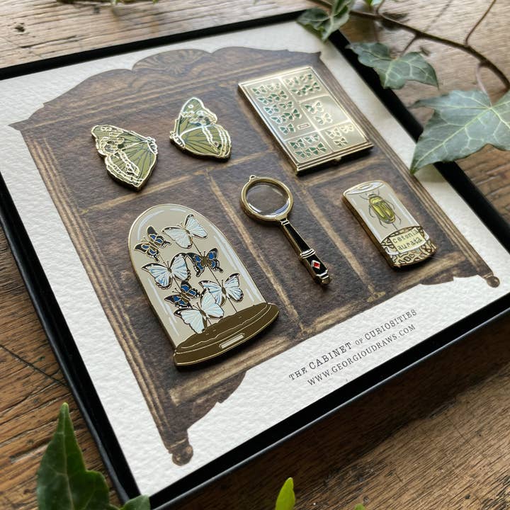 Georgiou Draws - Wholesale Lapel Pin/Button - Cabinet of Curiosities Entomology Luxury Enamel Pin Box Set