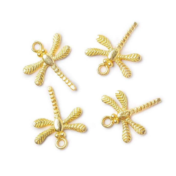 22kt plated Copper Dragonfly Charm Finding Set of 4 for wholesale by The Bead Traders