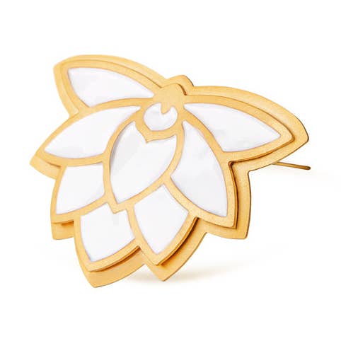 Manila Goldener Lotus Brosche für den Großhandel von Ginger & VelVet