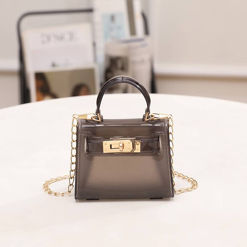Little Trendy - Wholesale Top Handle Bag - Women's - Candy color small pvc bag Transparent jelly bag Kelly bag0