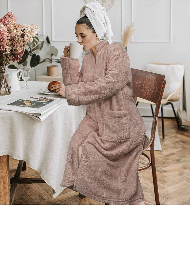 Pavilia - Wholesale Robe - Women's - Women's Sherpa Housecoat Zipper Robe56