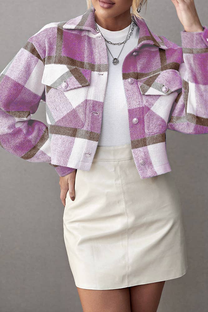 UNISHE - Wholesale Shirt Jacket/Shacket - Women's - Pocketed Plaid Open Button Shackets GSS0226