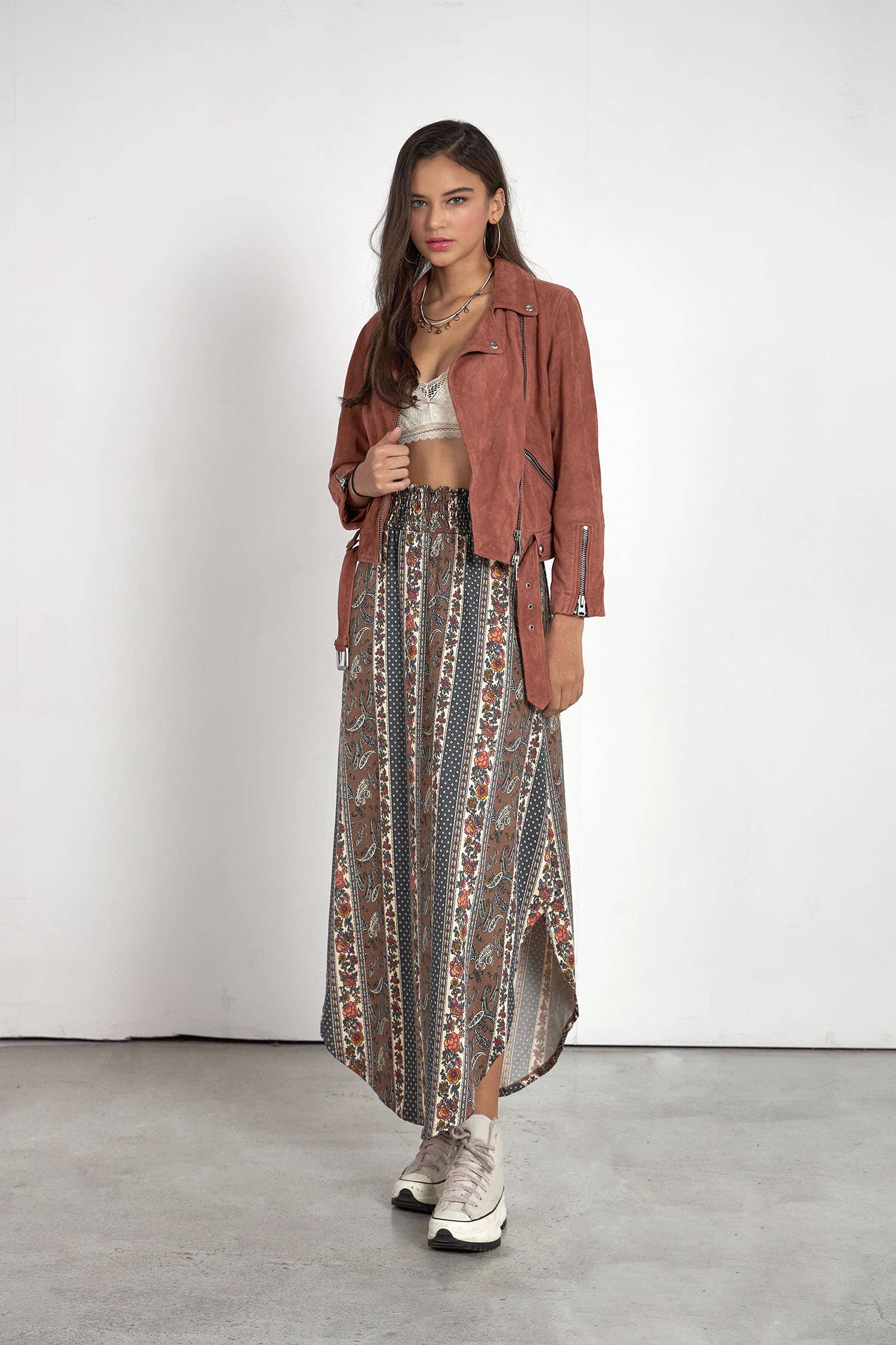 noflik - Venta al por mayor Falda - Mujer - Falda Maxi con Cintura Elástica Fruncida y Dobladillo Curvado -NS1000_7