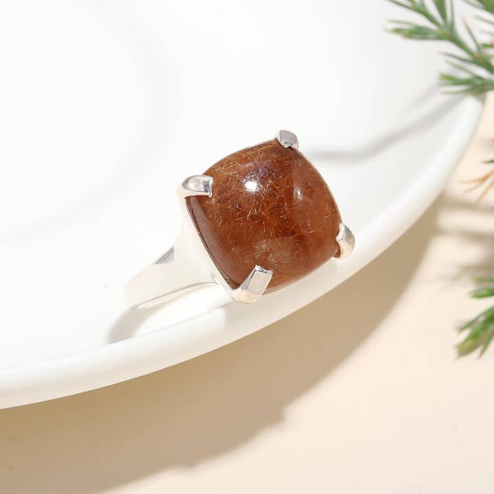AG 925 JEWELLERY - Wholesale Cocktail/Statement Ring - 925 Silver Rutilated Quartz Ring2