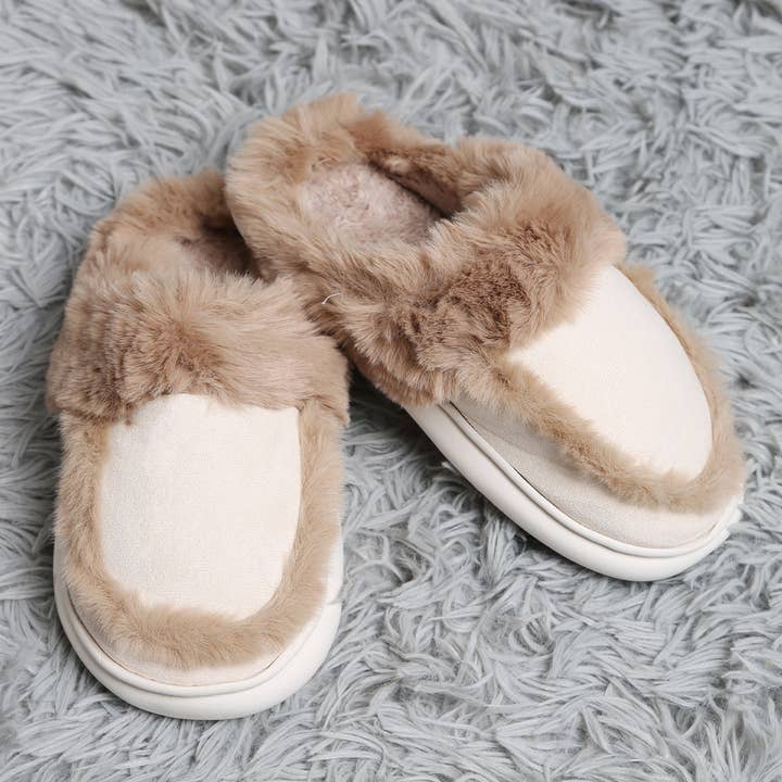 Fashion City - Wholesale Slippers – Women's - Faux Fur Suede Fuzzy Warm Slippers 6