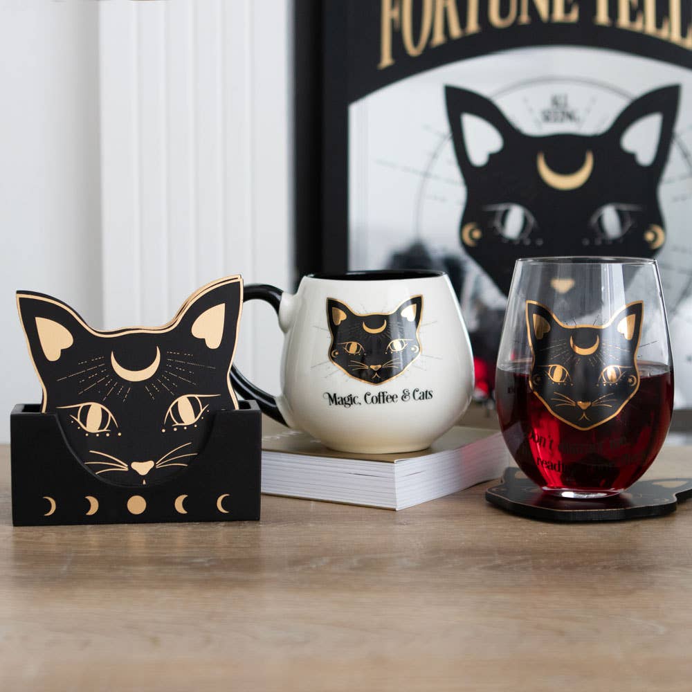 Something Different Wholesale - Wholesale Coasters - Mystic Mog Cat Face Coaster Set3