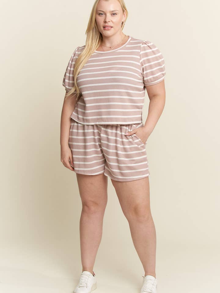 PLUS SIZE 2 PIECE STRIPED LOUNGE SET for wholesale by JADE BY JANE PLUS