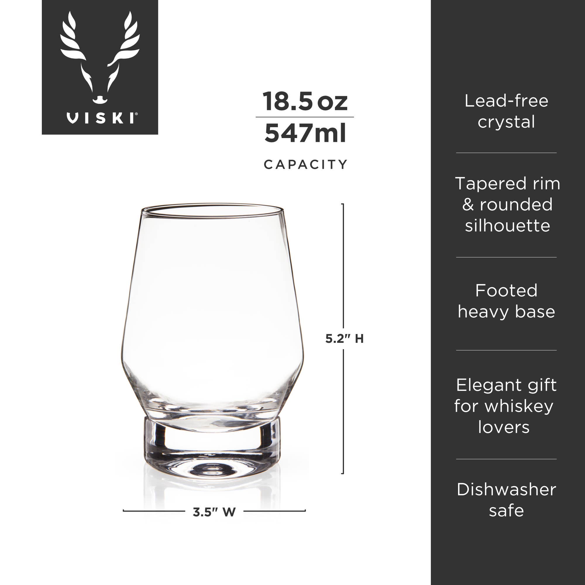 Viski - Wholesale Cocktail/Liquor Glass - Raye™ Heavy Base Crystal Whiskey Glasses Set of 26