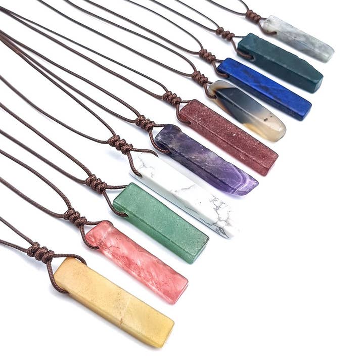 Gypsy Soul - Wholesale Pendant/Charm Necklace - Irregular Gemstone Bar Necklace - Assortment 12 Pcs1